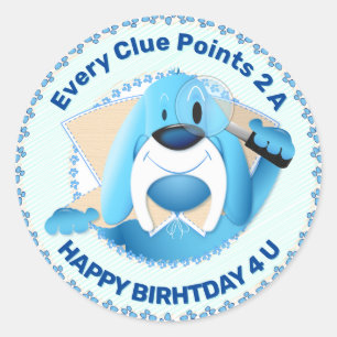 Sticker Rond Chien de détection de dessin animé bleu intelligen