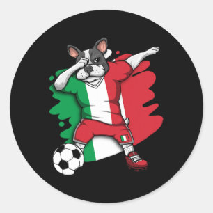 Sticker Rond Chien de France Italie Fans de football Jersey