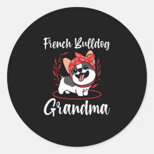 Sticker Rond Chien de grand-mère de Bulldog Français Chien de g
