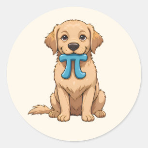 Sticker Rond Chien De Jour Pi Avec Symbole Pi   Math Pi Cute