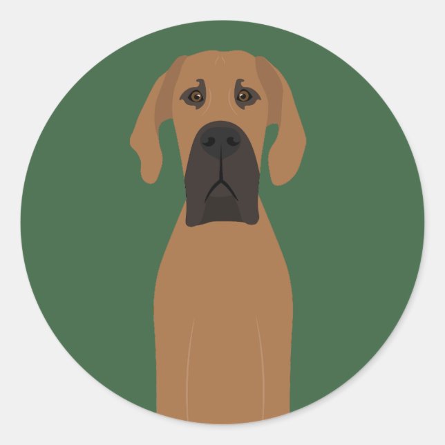 Sticker Rond Chien de la faune du grand Danois (Devant)