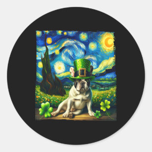 Sticker Rond Chien de la Fête Saint Patricks de la nuit étoilée