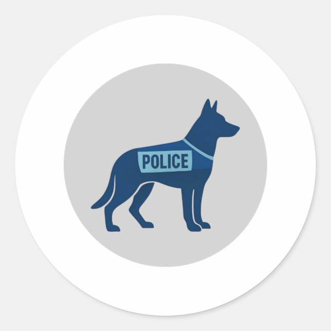 Sticker Rond Chien de la fine ligne bleue (Devant)