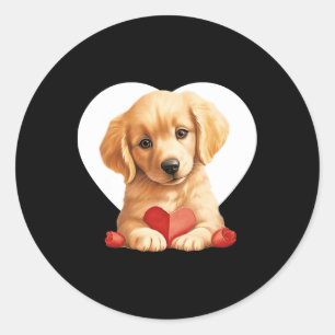 Sticker Rond Chien de la Saint-Valentin Rétro Vintage
