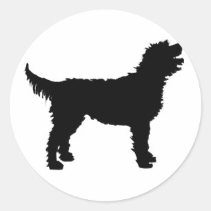Sticker Rond Chien de Labradoodle (noir)