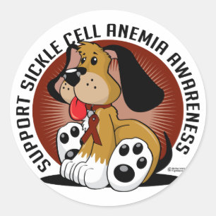 Sticker Rond Chien de l'anémie de la faucille