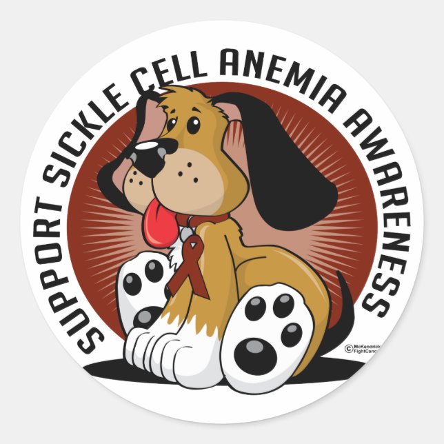 Sticker Rond Chien de l'anémie de la faucille (Devant)