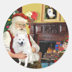 Sticker Rond Chien de l'Esquimau de Père Noël