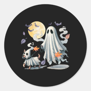 Sticker Rond Chien de marche fantôme