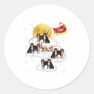 Sticker Rond Chien de Montagne Bernese Lumière Christma