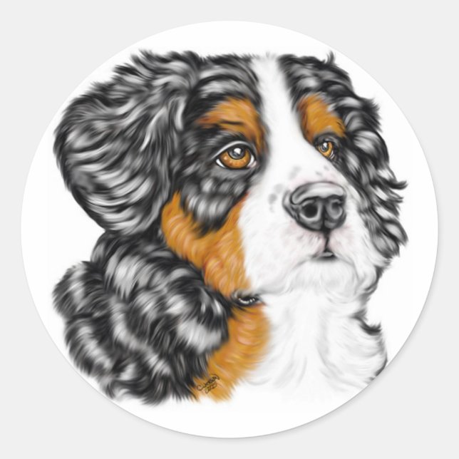 Sticker Rond Chien de montagne bernois (Devant)