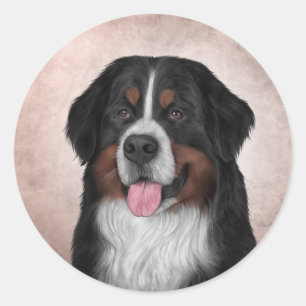 Sticker Rond Chien de montagne bernois