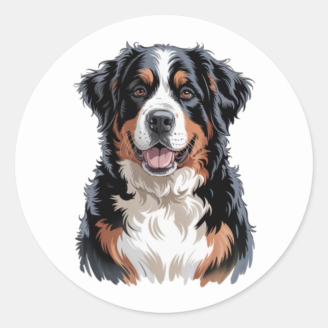Sticker Rond Chien de montagne bernois (Devant)