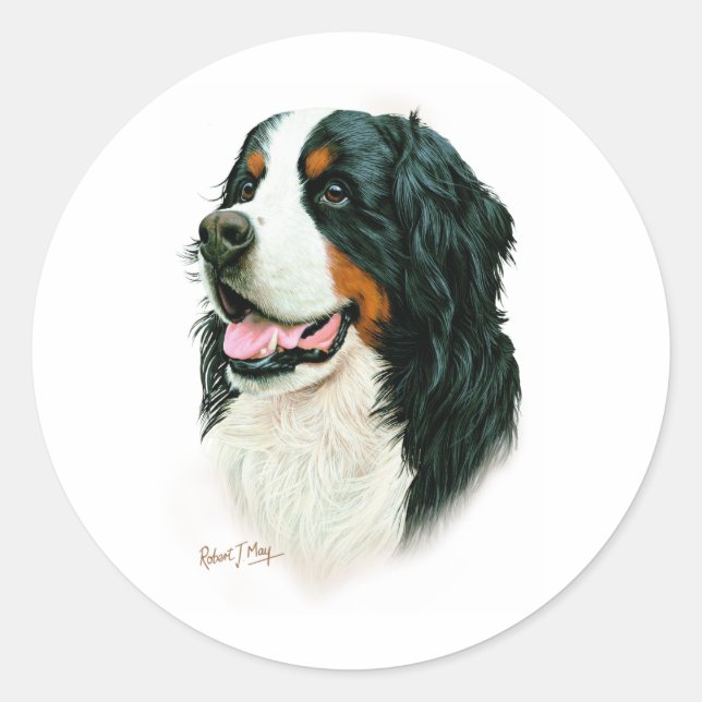 Sticker Rond Chien de montagne bernois (Devant)