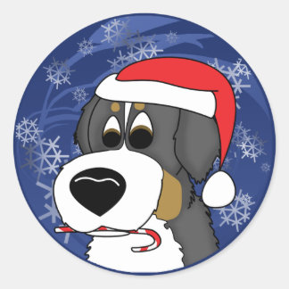 Sticker Rond Chien de montagne bernois de Noël
