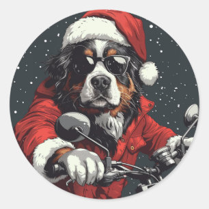 Sticker Rond Chien de montagne bernois de Noël