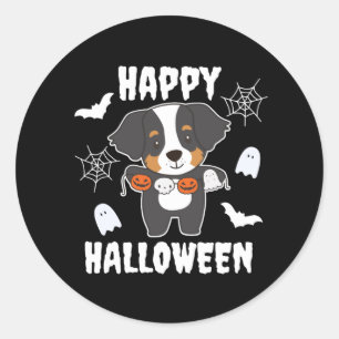 Sticker Rond Chien de Montagne bernois Joyeux Costume de Chien
