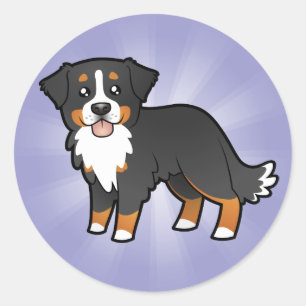 Sticker Rond Chien de montagne de Bernese de bande dessinée