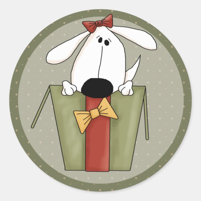 Sticker Rond Chien de Noël (Devant)