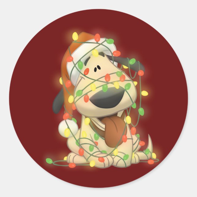 Sticker Rond Chien de Noël (Devant)