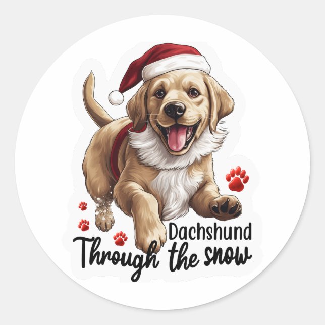 Sticker Rond Chien de Noël (Devant)