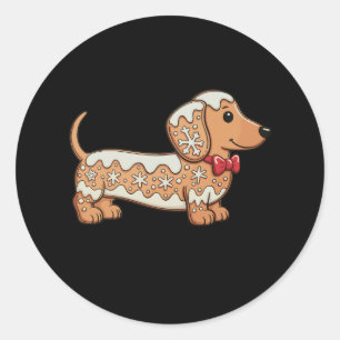 Sticker Rond Chien de Noël au pain d'épice Dachshund