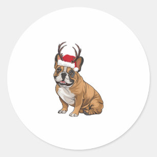 Sticker Rond Chien de Noël de Noël de Noël de Père Noël