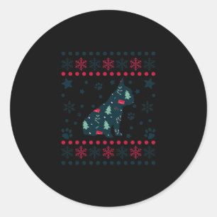 Sticker Rond Chien de Noël Motif Français Chien de taule propri