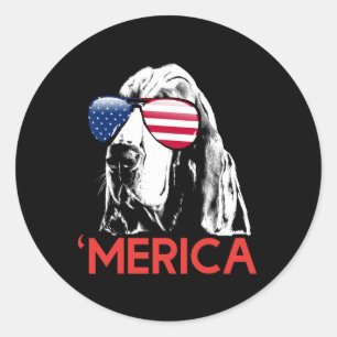 Sticker Rond Chien de pari Mérica Drapeau Américain 4 Juillet