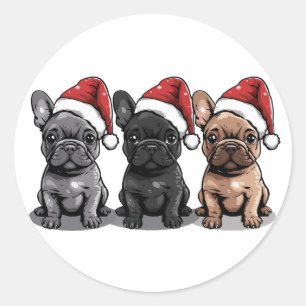 Sticker Rond Chien de Père Noël