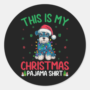 Sticker Rond Chien de Père Noël miniature de l'arbre de Noël la