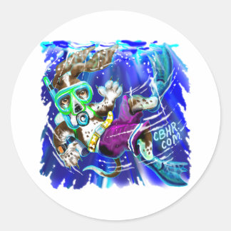 Sticker Rond Chien de plongeur