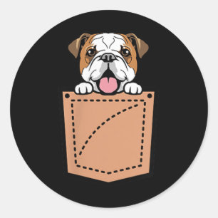 Sticker Rond Chien de poche de Bulldog anglais
