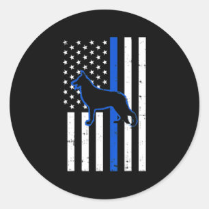 Sticker Rond Chien de police berger allemand K9 Patriotique