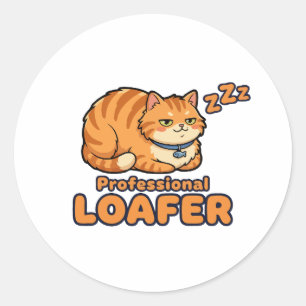 Sticker Rond Chien de professionnel drôle chat endormi