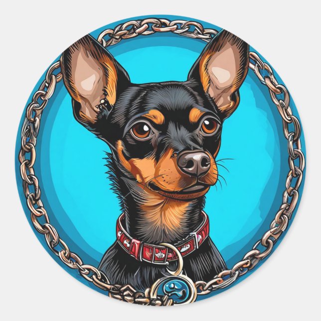 Sticker Rond Chien de race Cool (Devant)