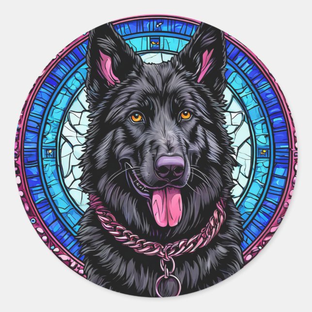 Sticker Rond Chien de race Cool (Devant)