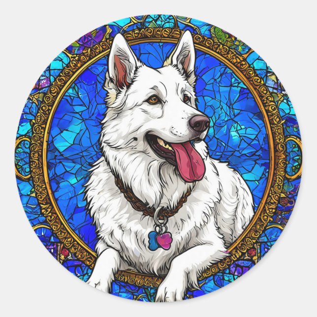 Sticker Rond Chien de race Cool (Devant)