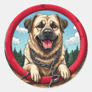 Sticker Rond Chien de race Cool