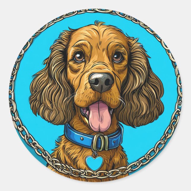 Sticker Rond Chien de race Cool (Devant)