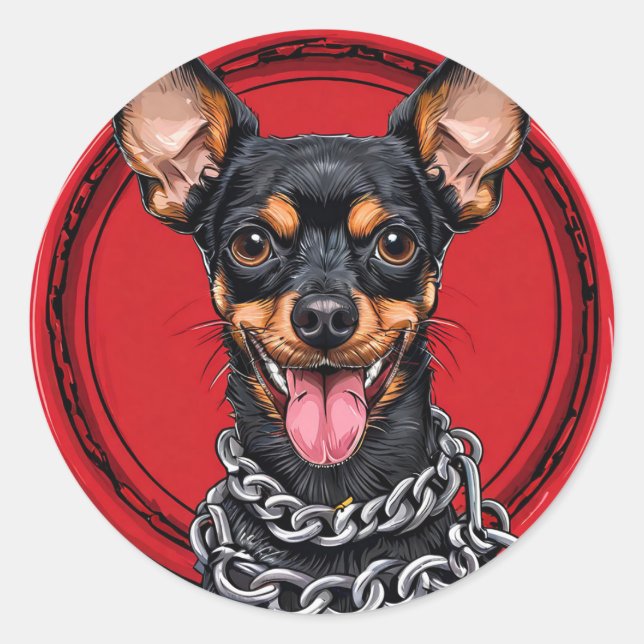 Sticker Rond Chien de race Cool (Devant)