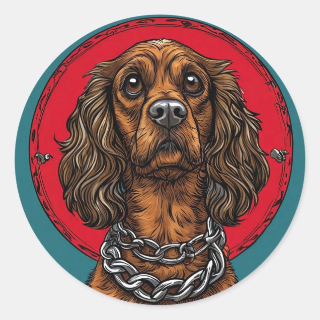 Sticker Rond Chien de race Cool (Devant)