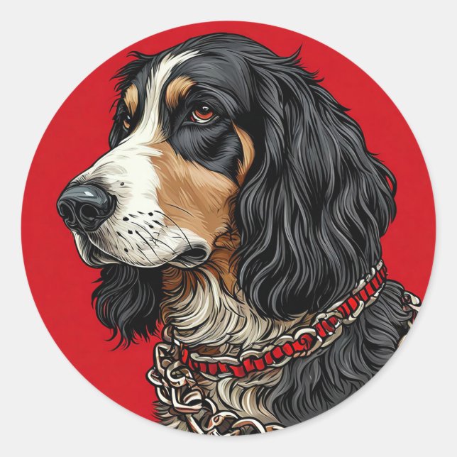 Sticker Rond Chien de race Cool (Devant)
