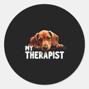 Sticker Rond Chien de saucisse mignon mon dachshund therast 