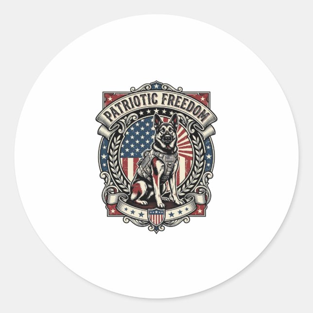 Sticker Rond Chien de secours patriotique (Devant)