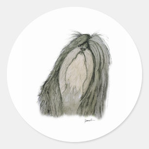 Sticker Rond Chien de Shih Tzu, fernandes élégants