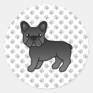 Sticker Rond Chien de taule français noir mignon caricaturé