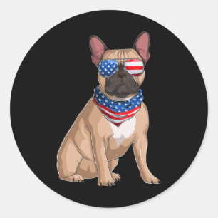 Sticker Rond Chien de taureau 4 juillet drapeau américain