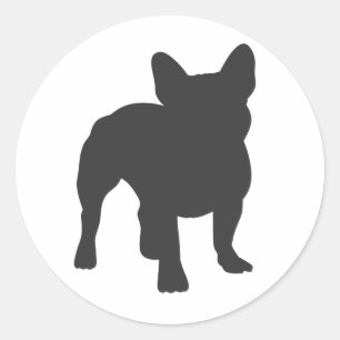 Sticker Rond Chien de taureau français pubère silhouette