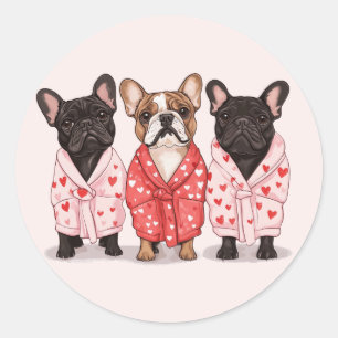 Sticker Rond Chien de taureau français Valentines